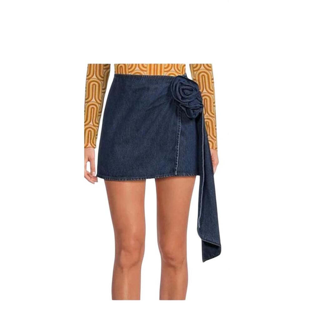 Gianni Bini Rein Rosette Denim Mini Skirt Womens Size 26